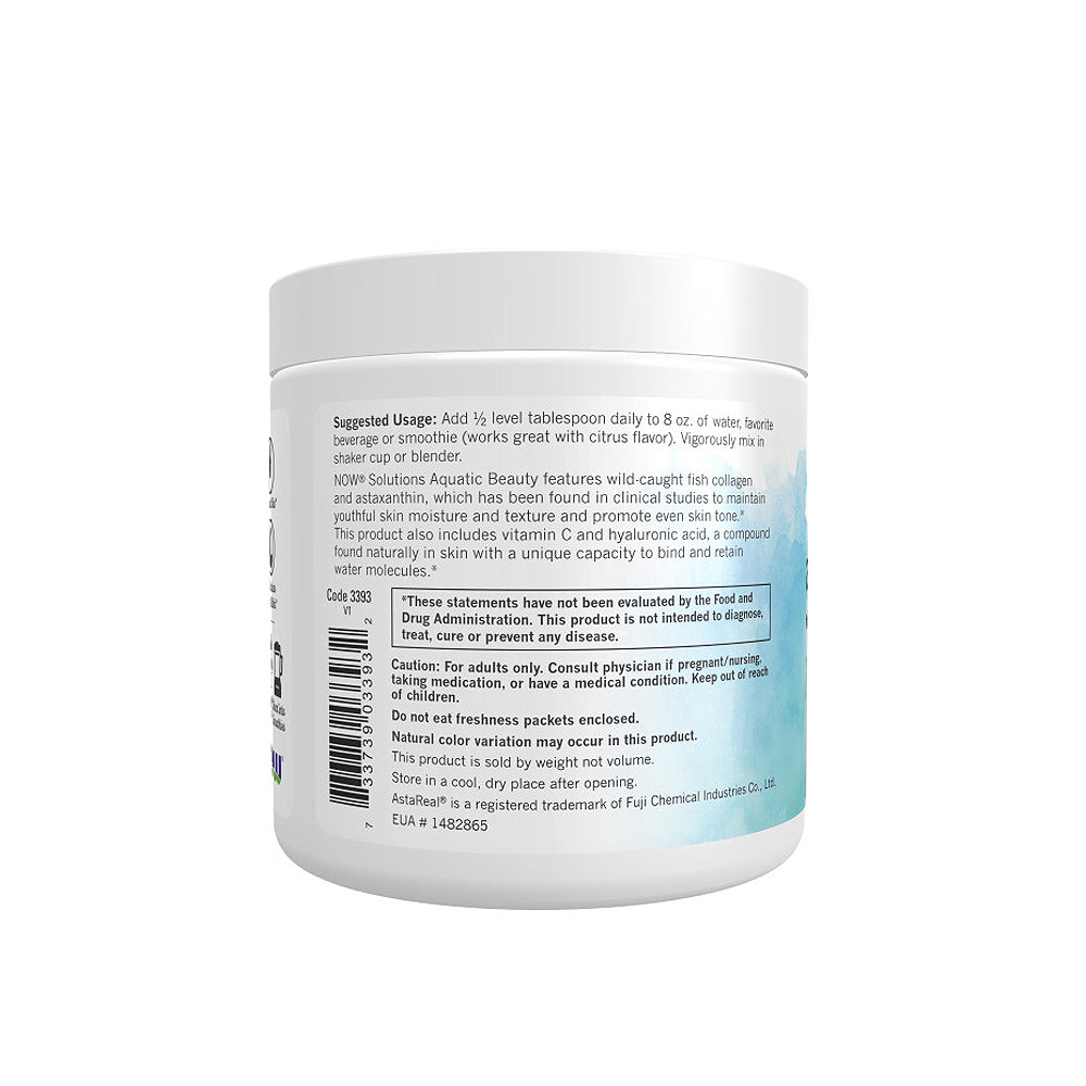 NOW Solutions, Aquatic Beauty Plus Marine Collagen From Wild-Caught Fish and Astaxanthin Powder, 3-Ounce (85g) - Bloom Concept