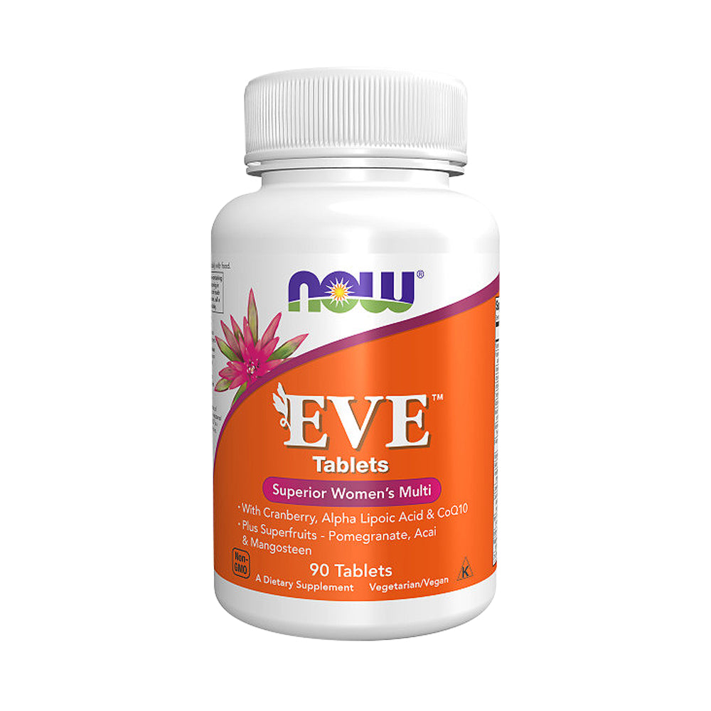 NOW Supplements, Eve Women's Multivitamin with Cranberry, Alpha Lipoic Acid and CoQ10, plus Superfruits - Pomegranate, Acai & Mangosteen, 90 Tablets - Bloom Concept