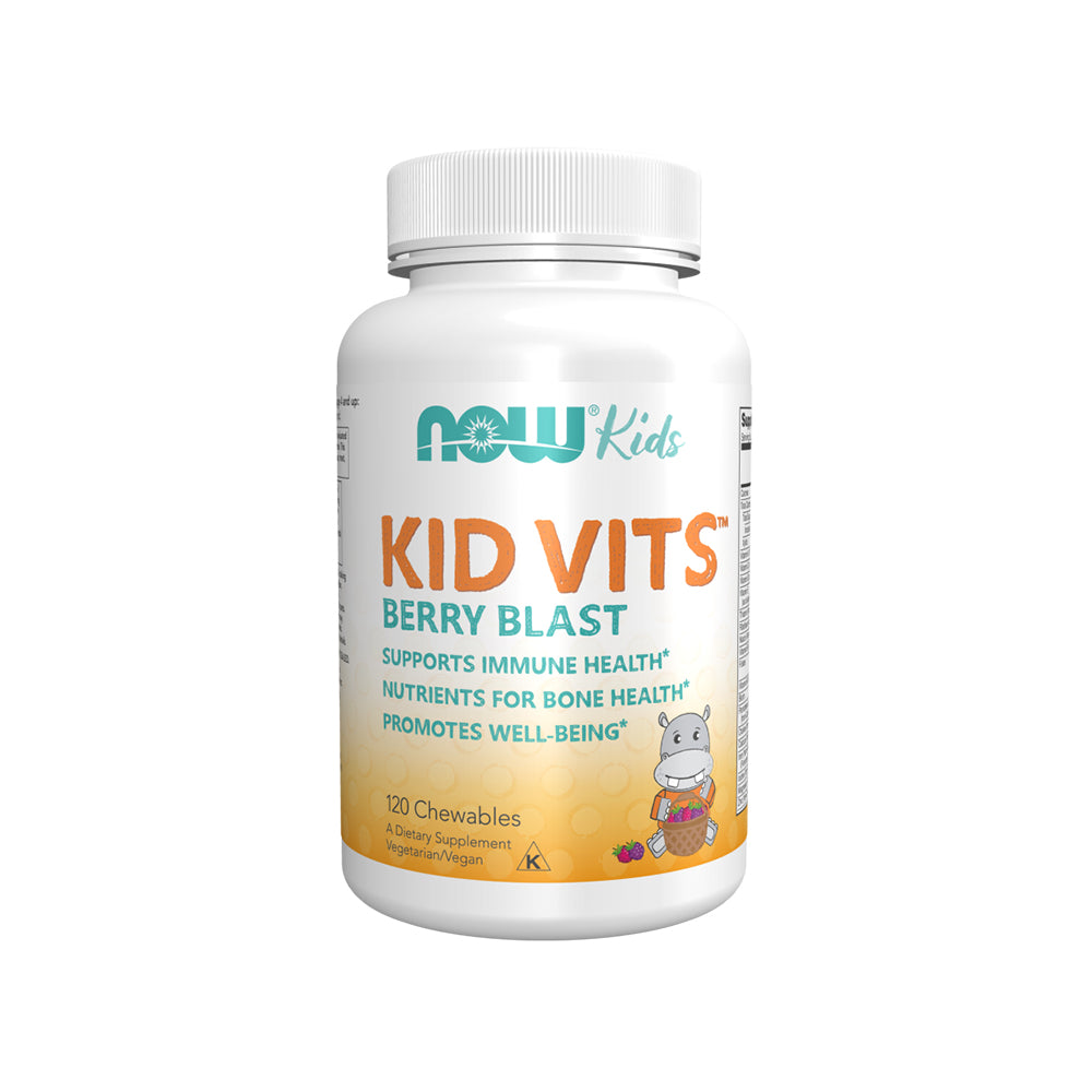 NOW Supplements, Kid Vits Berry Blast, Sweetened with Xylitol, 120 Round Shaped Chewables, (packaging may vary) - Bloom Concept