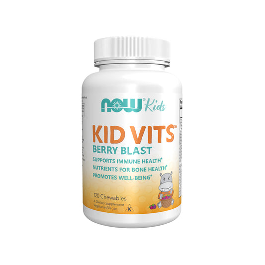 (Best by 07/24) NOW Supplements, Kid Vits Berry Blast, Sweetened with Xylitol, 120 Round Shaped Chewables, (packaging may vary) - Bloom Concept