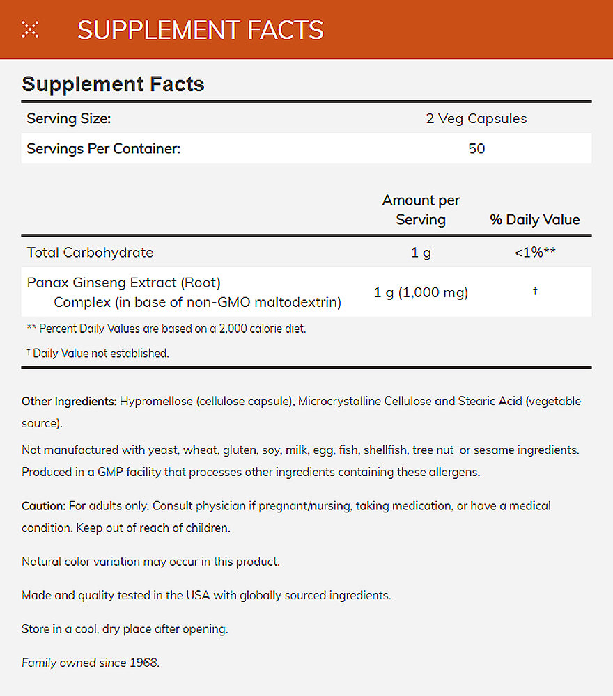 NOW Supplements, Panax Ginseng (Root) 500 mg, Adaptogenic Herb*, 100 Veg Capsules - Bloom Concept