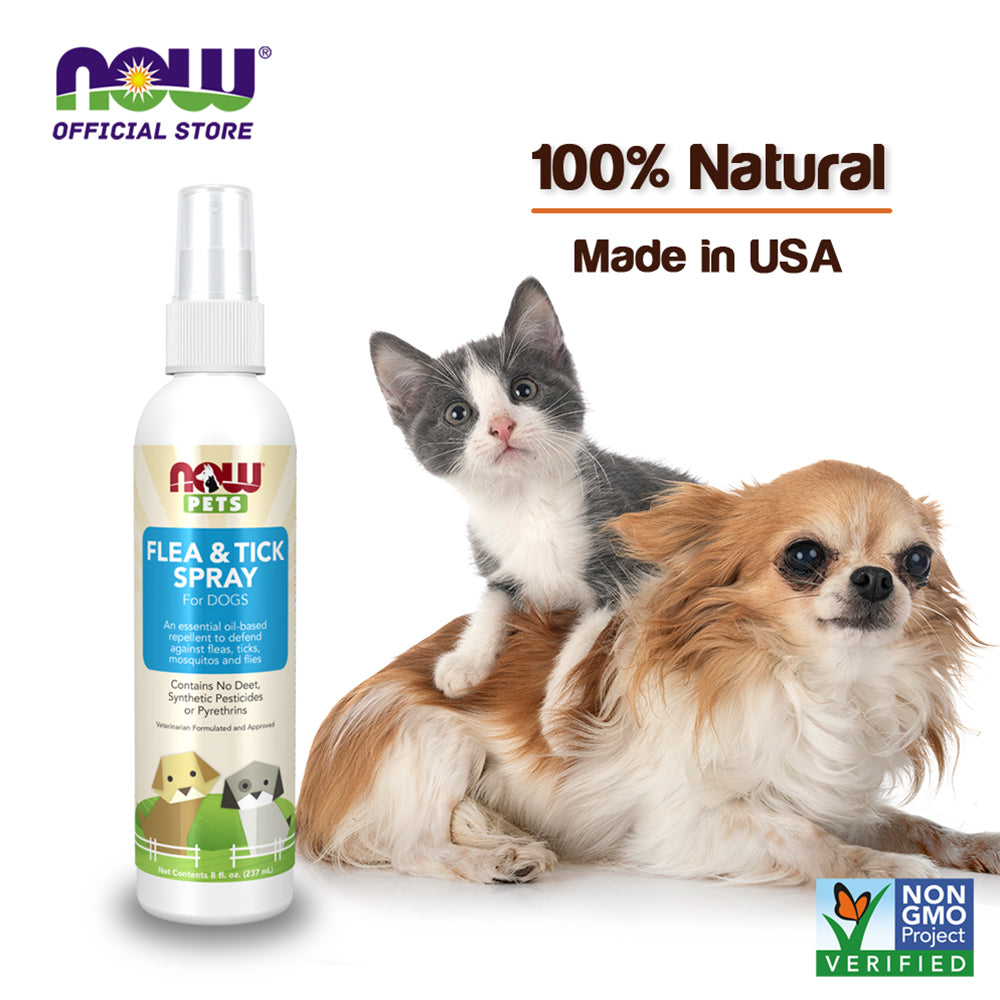 NOW Pet Health, Flea and Tick Spray For Dogs, Essential Oil Based Repellent, No Deet, 8-Ounce (237ml) - Bloom Concept