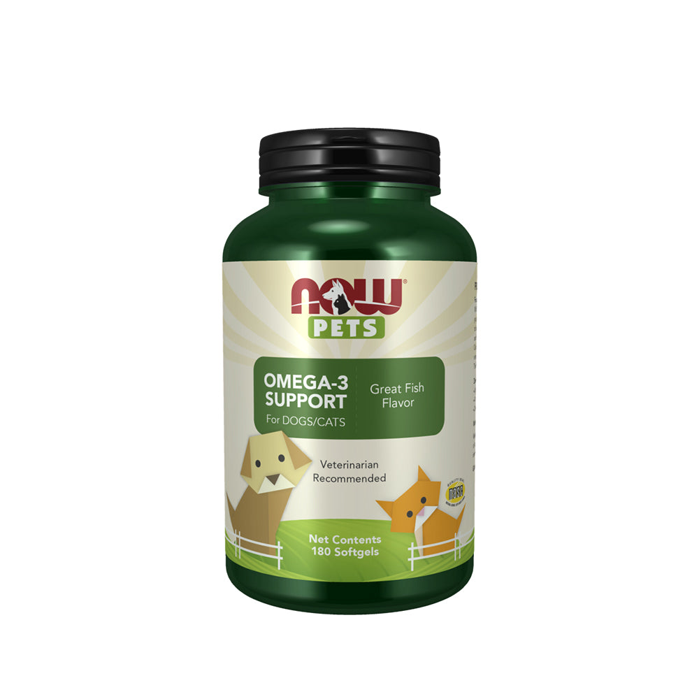 NOW Pet Health, Omega 3 Supplement, Formulated for Cats & Dogs, NASC Certified, 180 Softgels - Bloom Concept