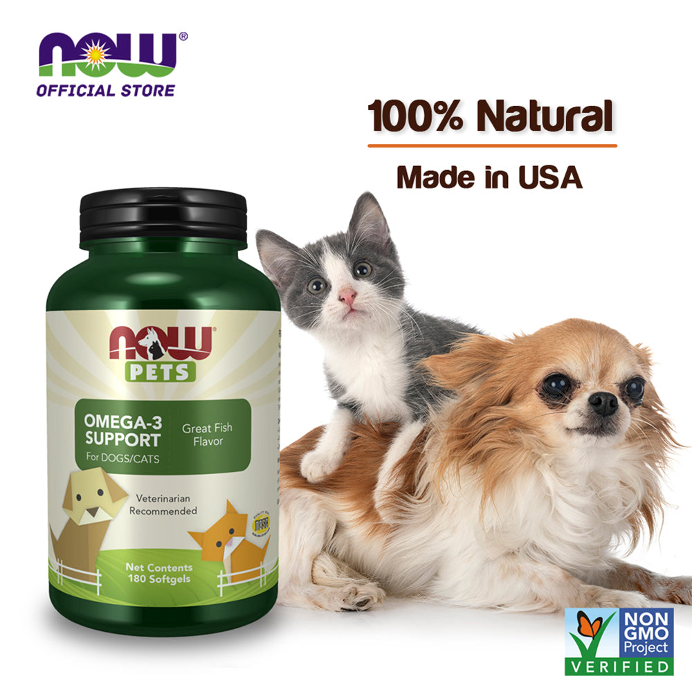 NOW Pet Health, Omega 3 Supplement, Formulated for Cats & Dogs, NASC Certified, 180 Softgels - Bloom Concept