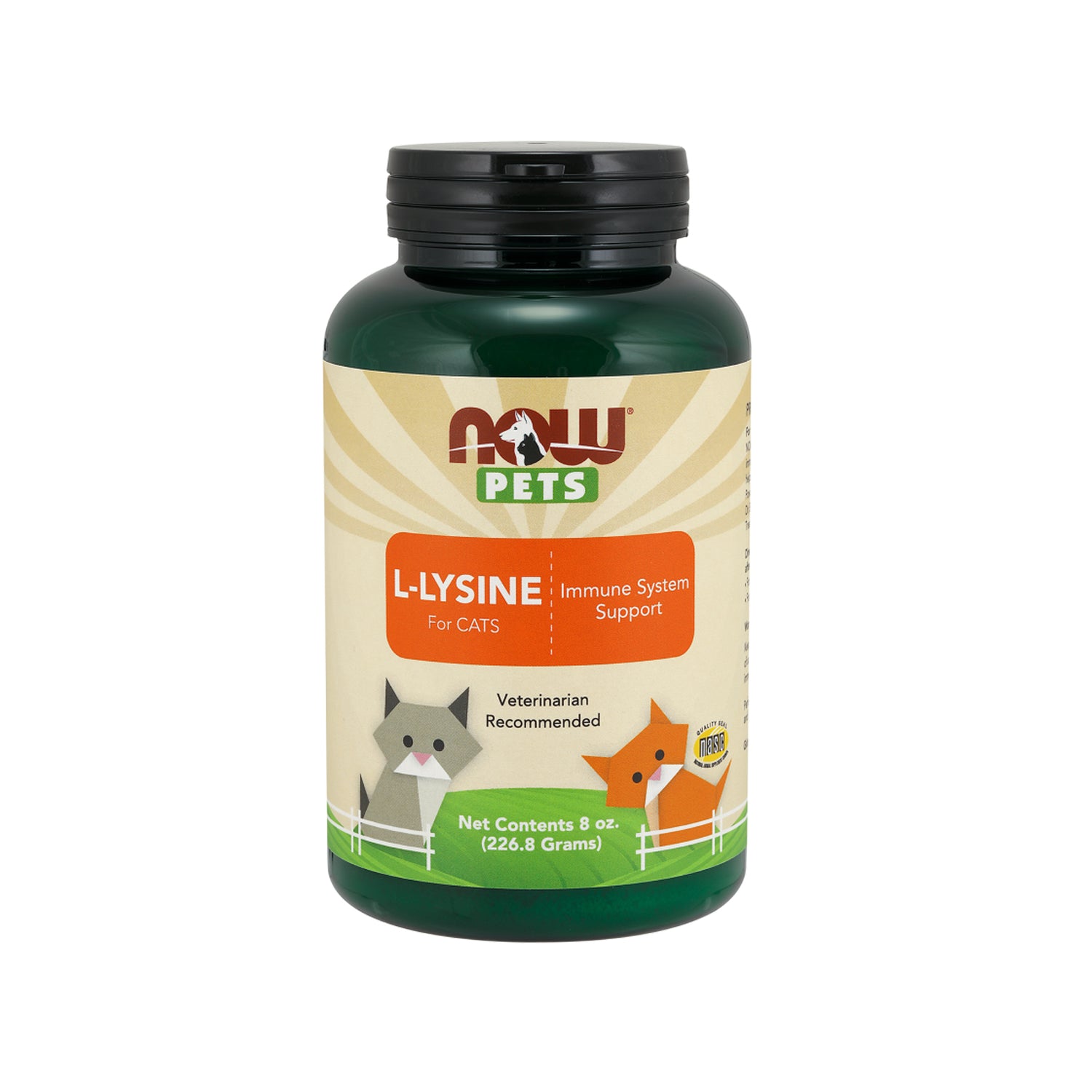 NOW Pet Health, L-Lysine Supplement, Powder, Formulated for Cats, NASC Certified, 8-Ounce (222.6 Grams) - Bloom Concept