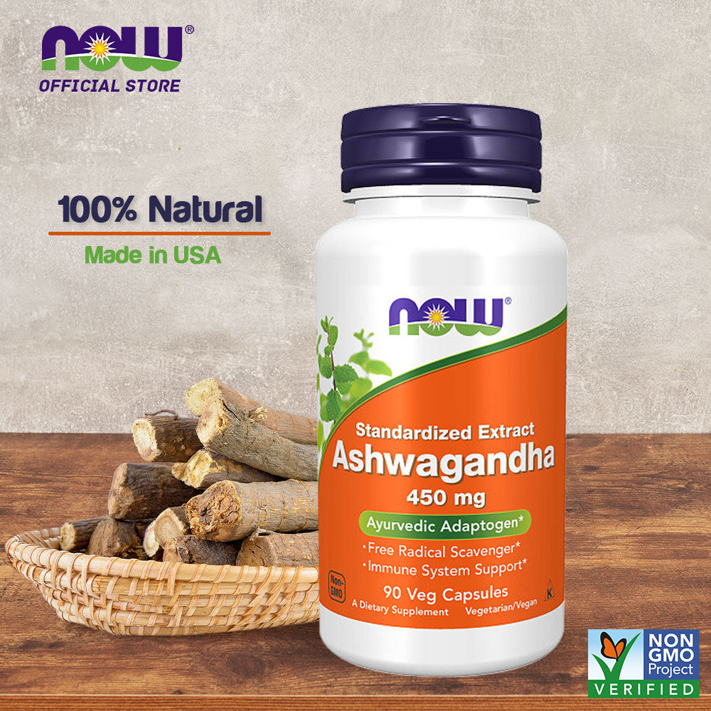 NOW Supplements, Ashwagandha (Withania somnifera) 450 mg (Standardized Extract), 90 Veg Capsules Vitamins &amp; Supplements NOW Foods USA