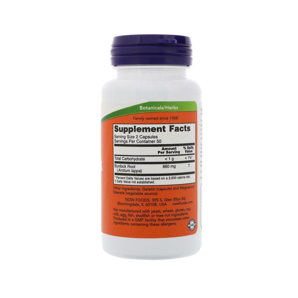 NOW Supplements, Burdock Root (Arctium lappa) 430 mg, Herbal Supplement, 100 Veg Capsules - Bloom Concept