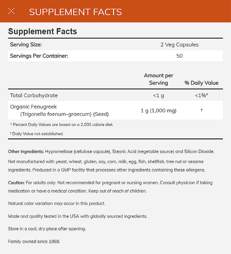 NOW Supplements, Fenugreek (Trigonella foenum-graecum) 500 mg, Herbal Supplement, 100 Veg Capsules - Bloom Concept