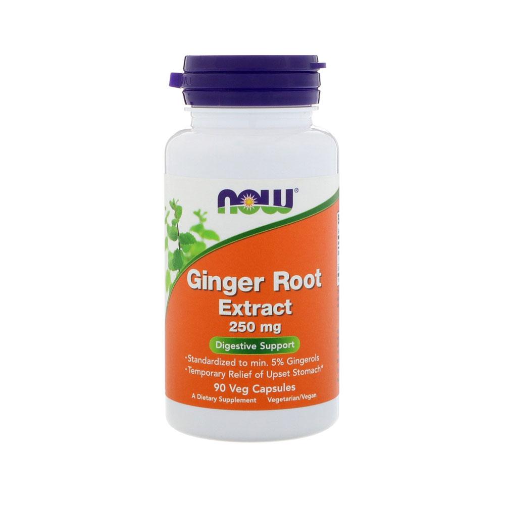 NOW Supplements, Ginger Root Extract 250 mg, Temporary Relief of Upset Stomach*, Digestive Support*, 90 Veg Capsules - Bloom Concept