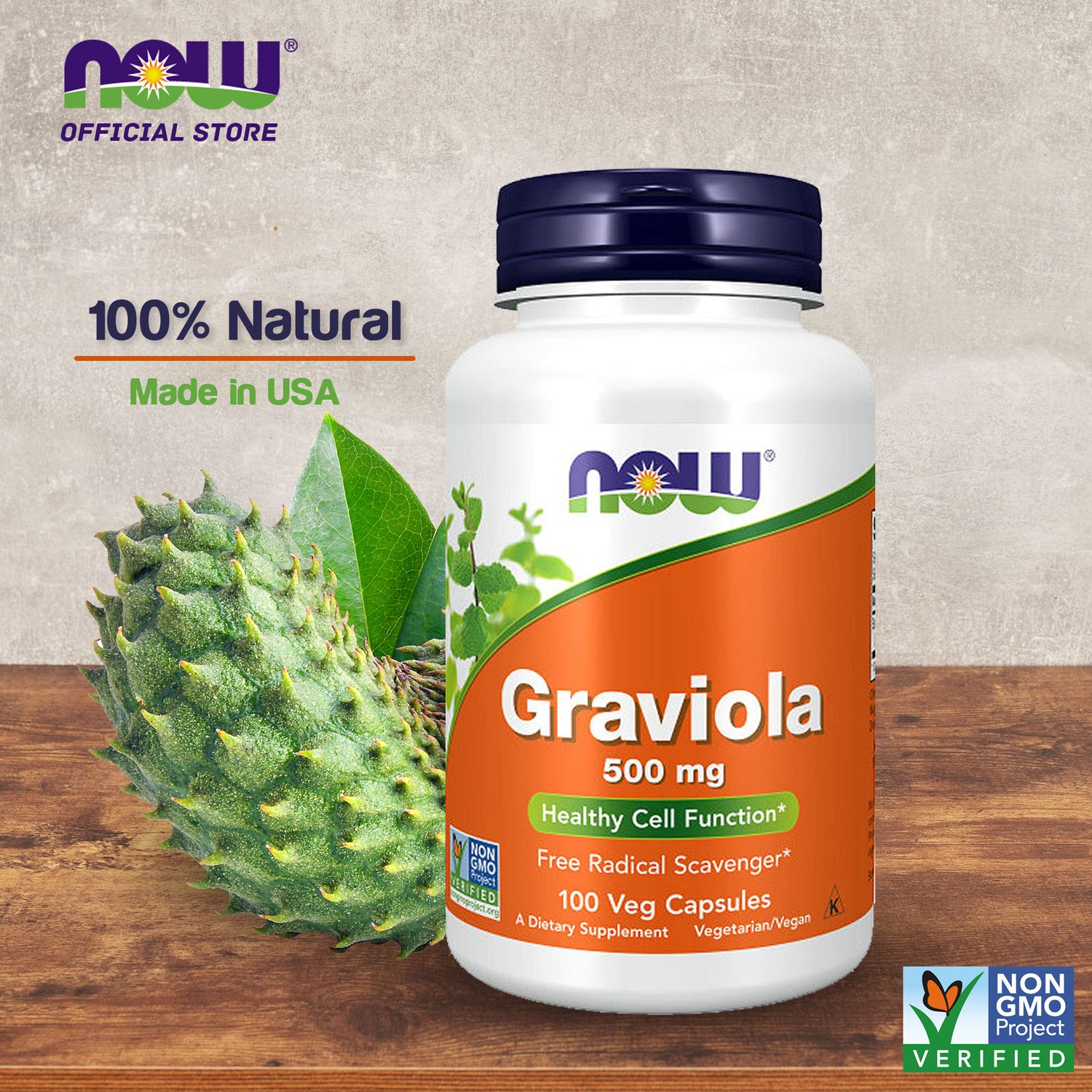 NOW Supplements, Graviola (Annona muricata) 500 mg, Healthy Cell Function*, 100 Veg Capsules - Bloom Concept