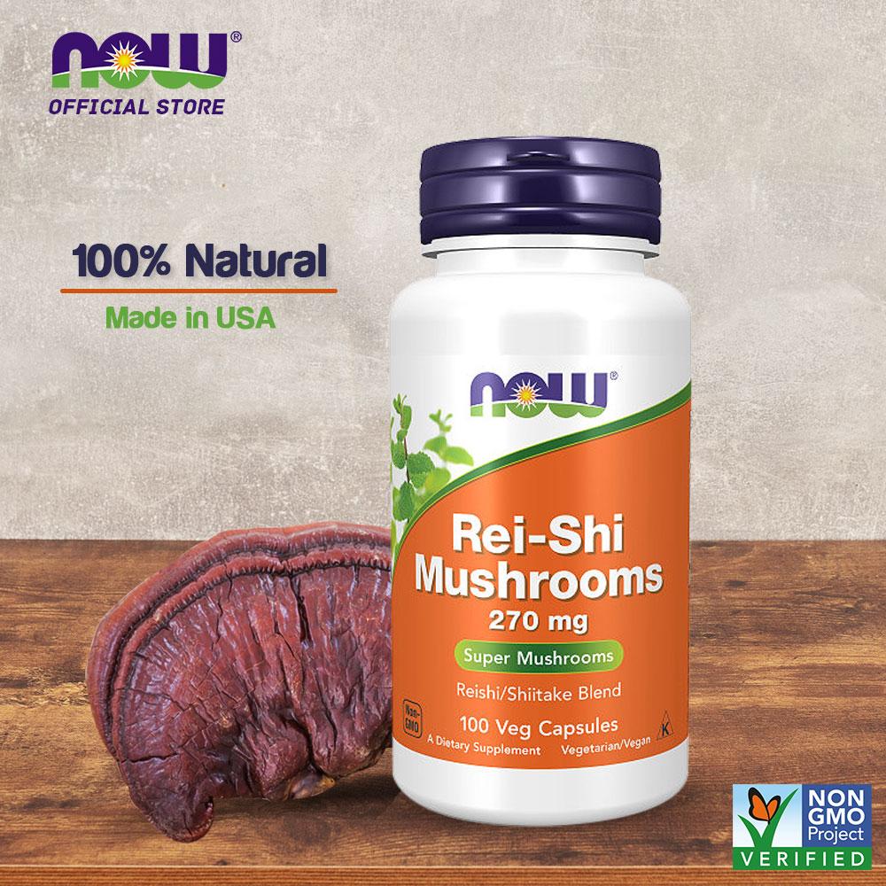NOW Supplements, Rei-Shi Mushrooms 270 mg, Reishi/Shiitake Blend, Super Mushrooms, 100 Veg Capsules - Bloom Concept