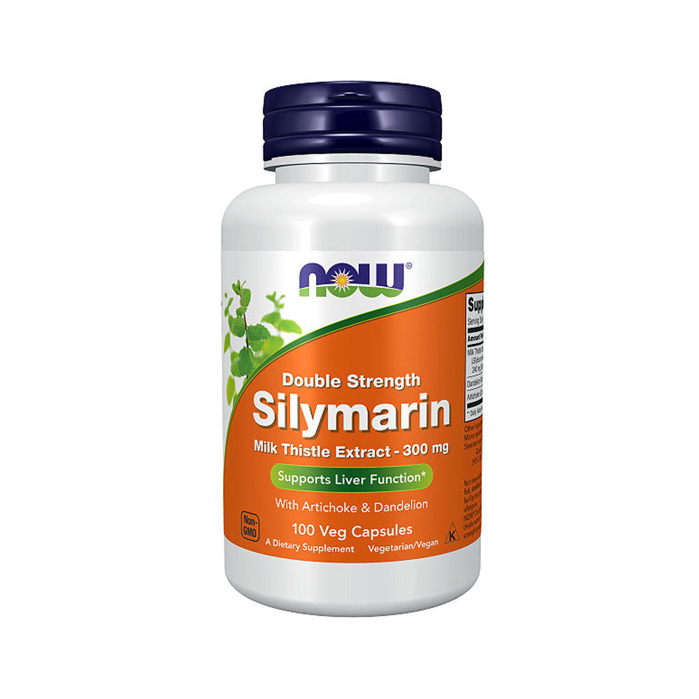 NOW Supplements, Silymarin Milk Thistle Extract 300 mg with Artichoke and Dandelion, Double Strength, Supports Liver Function, 100 Veg Capsules - Bloom Concept