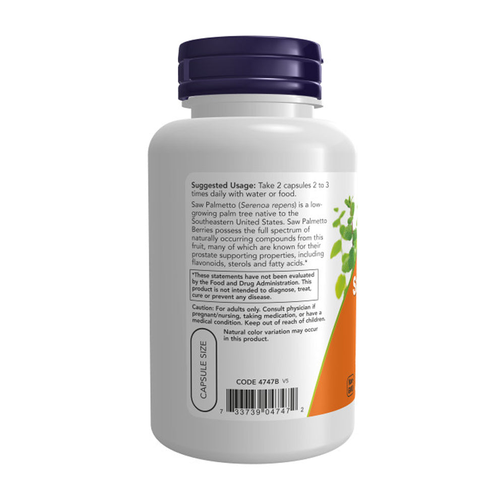 NOW Supplements, Saw Palmetto Berries (Serenoa repens) 550 mg, Men's Health*, 100 Veg Capsules - Bloom Concept