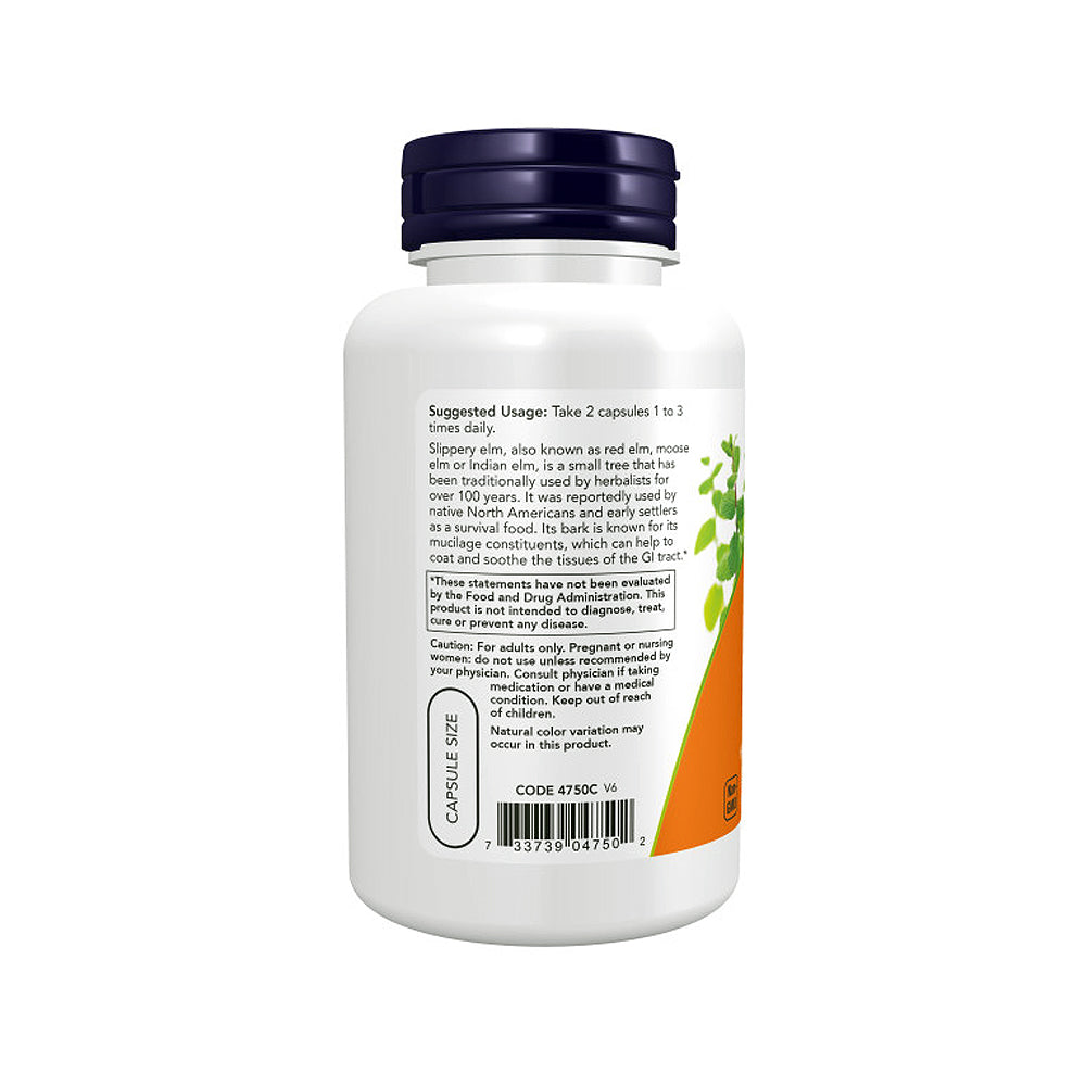 NOW Supplements, Slippery Elm (Ulmus rubra) 400 mg, Herbal Supplement, 100 Veg Capsules - Bloom Concept