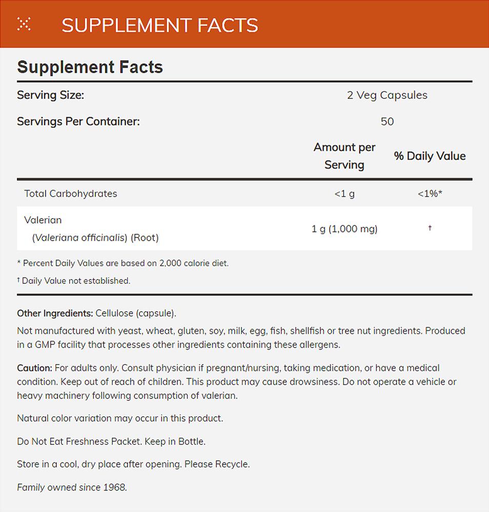 NOW FOODS Supplements, Valerian Root (Valeriana officinalis) 500 mg, Herbal Supplement, 100 Veg Capsules - Bloom Concept