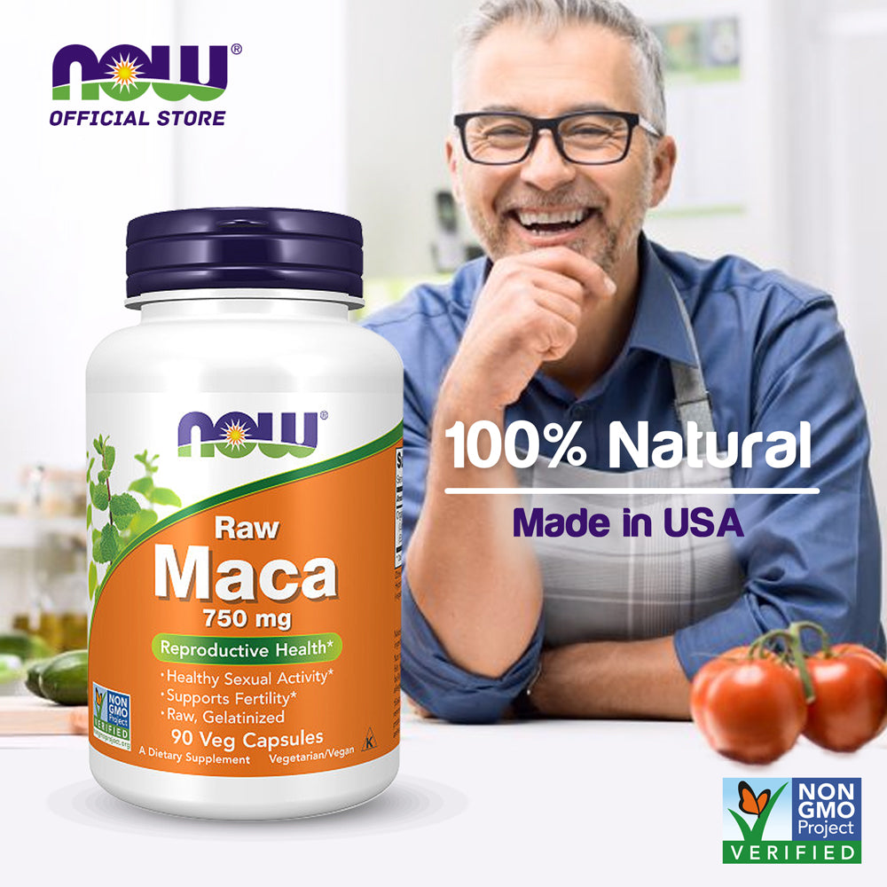 NOW Supplements, Maca (Lepidium meyenii) 750 mg Raw, Reproductive Health*, 90 Veg Capsules - Bloom Concept
