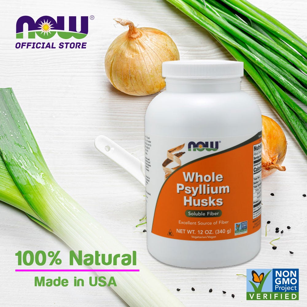NOW Supplements, Whole Psyllium Husks, Non-GMO Project Verified, Soluble Fiber, 12-Ounce (340 g) - Bloom Concept