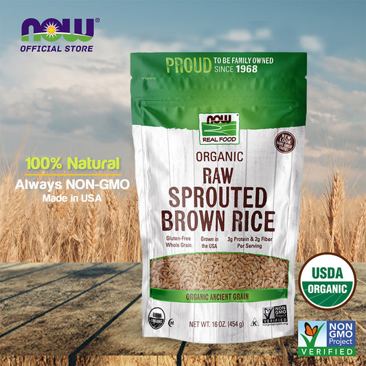 NOW Foods, Organic Sprouted Brown Rice, Raw, Gluten-Free and Whole Grain, 16-Ounce (454g) - Bloom Concept