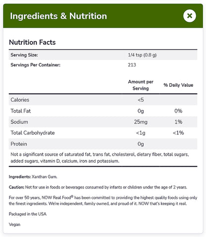 NOW Foods, Xanthan Gum Pure Powder, Kosher and Gluten-Free Natural Thickener, 6-Ounce (170g) Natural Foods NOW Foods USA