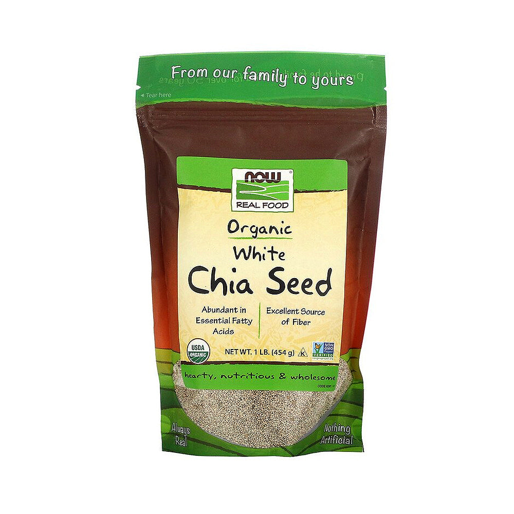 NOW Foods, Organic White Chia Seeds, Source of Essential Fatty Acids and Fiber, Certified Non-GMO, 1-Pound (454 g) - Bloom Concept