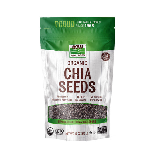 NOW Foods, Organic Black Chia Seeds, Non-GMO, Source of Healthy Fatty Acids and Fiber, 12-Ounce (Packaging May Vary)(340g) - Bloom Concept