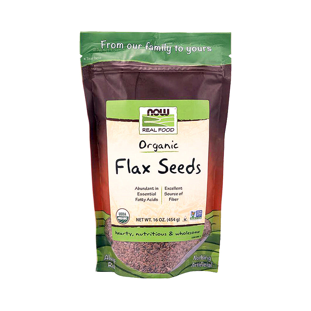 NOW Foods, Organic Flax Seeds, Source of Essential Fatty Acids and Fiber, Certified Non-GMO, Kosher, 1-Pound (454 g) Natural Foods NOW Foods USA