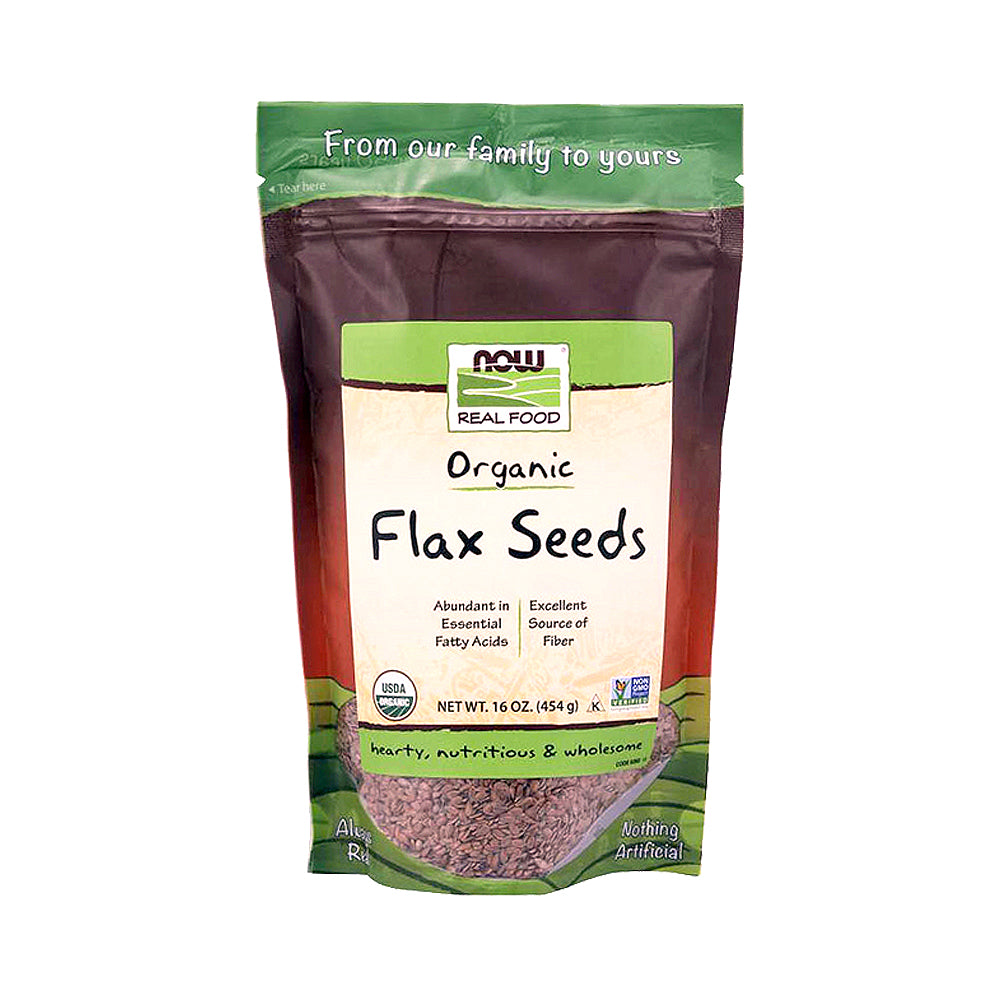 NOW Foods, Organic Flax Seeds, Source of Essential Fatty Acids and Fiber, Certified Non-GMO, Kosher, 1-Pound (454 g) - Bloom Concept
