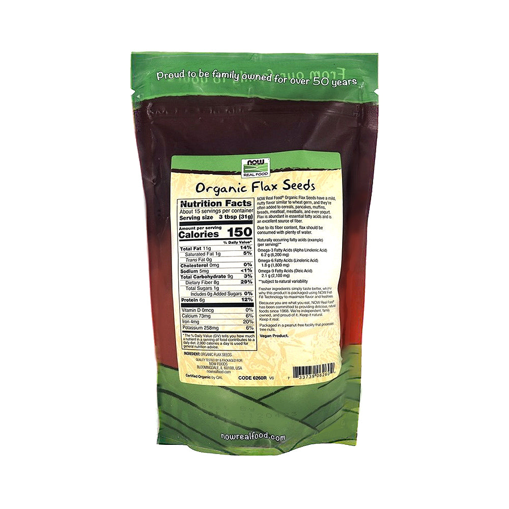 NOW Foods, Organic Flax Seeds, Source of Essential Fatty Acids and Fiber, Certified Non-GMO, Kosher, 1-Pound (454 g) Natural Foods NOW Foods USA