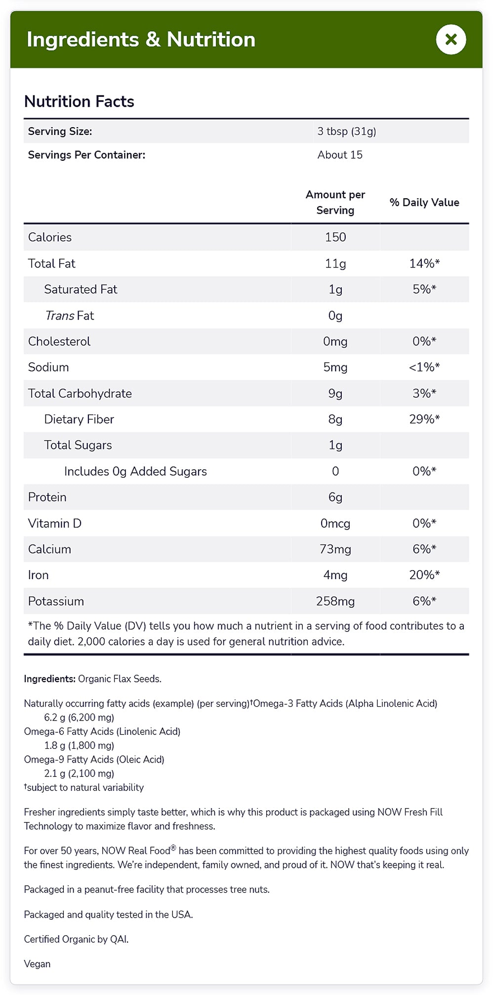 NOW Foods, Organic Flax Seeds, Source of Essential Fatty Acids and Fiber, Certified Non-GMO, Kosher, 1-Pound (454 g) Natural Foods NOW Foods USA