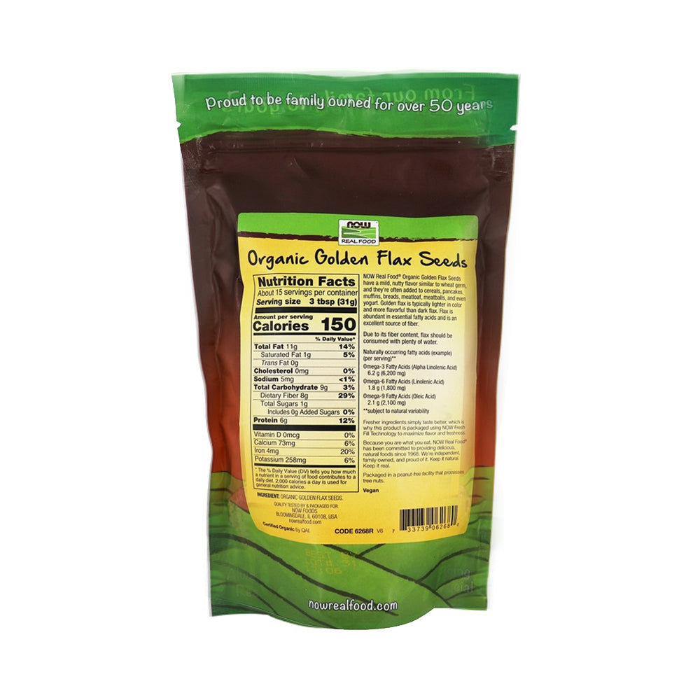 NOW Foods, Organic Golden Flax Seeds, Source of Essential Fatty Acids and Fiber, Certified Non-GMO, 16-Ounce (454 g) Natural Foods NOW Foods USA