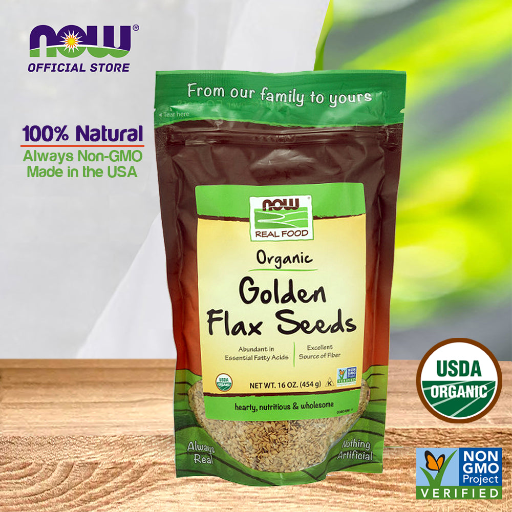 NOW Foods, Organic Golden Flax Seeds, Source of Essential Fatty Acids and Fiber, Certified Non-GMO, 16-Ounce (454 g) Natural Foods NOW Foods USA