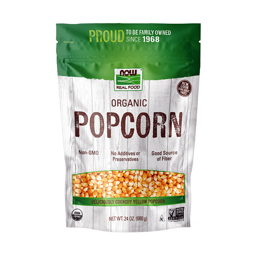 NOW Foods, Organic Popcorn, Non-GMO, No Additives or Preservatives, Source of Fiber, 24-Ounce (680 g) - Bloom Concept