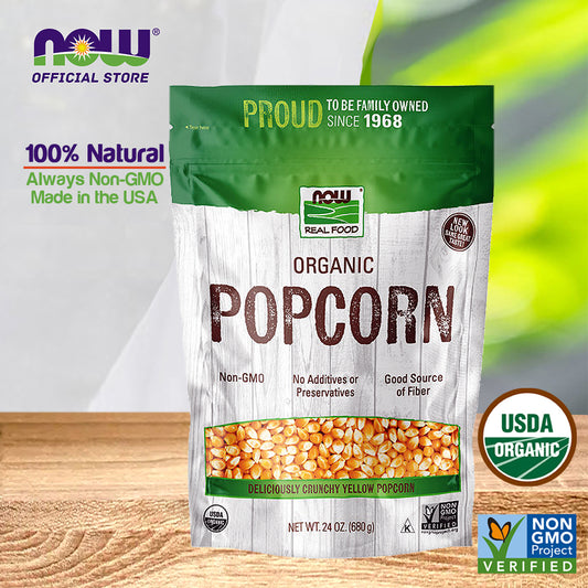 NOW Foods, Organic Popcorn, Non-GMO, No Additives or Preservatives, Source of Fiber, 24-Ounce (680 g) - Bloom Concept