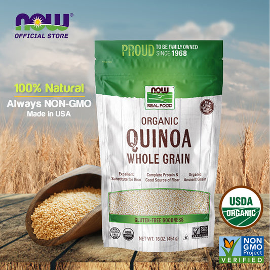 NOW Foods, Organic Quinoa Whole Grain, Gluten-Free, Ancient Grain, Source of Protein and Fiber, 16-Ounce (454 g) - Bloom Concept