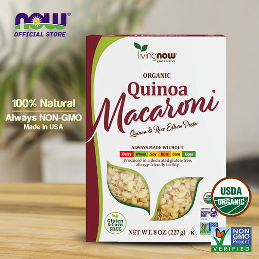 Now Foods, Organic Quinoa Macaroni, Gluten-Free, Corn-Free, Non-GMO Elbow Pasta, 8 oz (227 g) - Bloom Concept