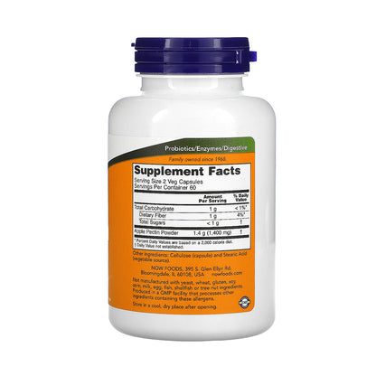 NOW Supplements, Apple Pectin 700 mg, Dietary Fiber, Intestinal Support*, 120 Veg Capsules Vitamins &amp; Supplements NOW Foods USA