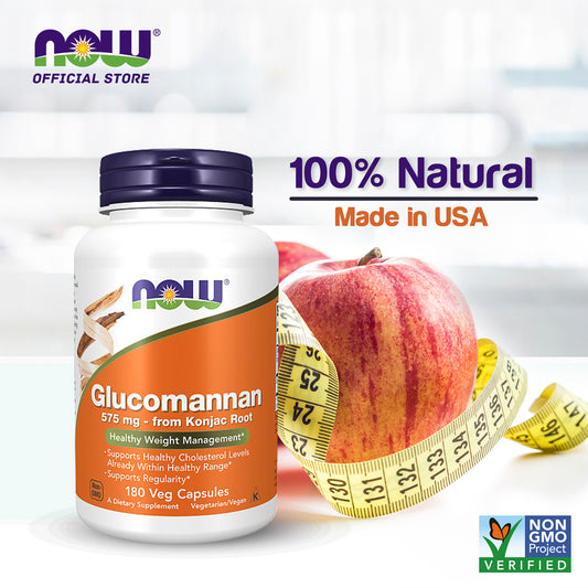 NOW Supplements, Glucomannan (Amorphophallus konjac) 575 mg, Supports Regularity*, Healthy Weight Management*, 180 Veg Capsules - Bloom Concept