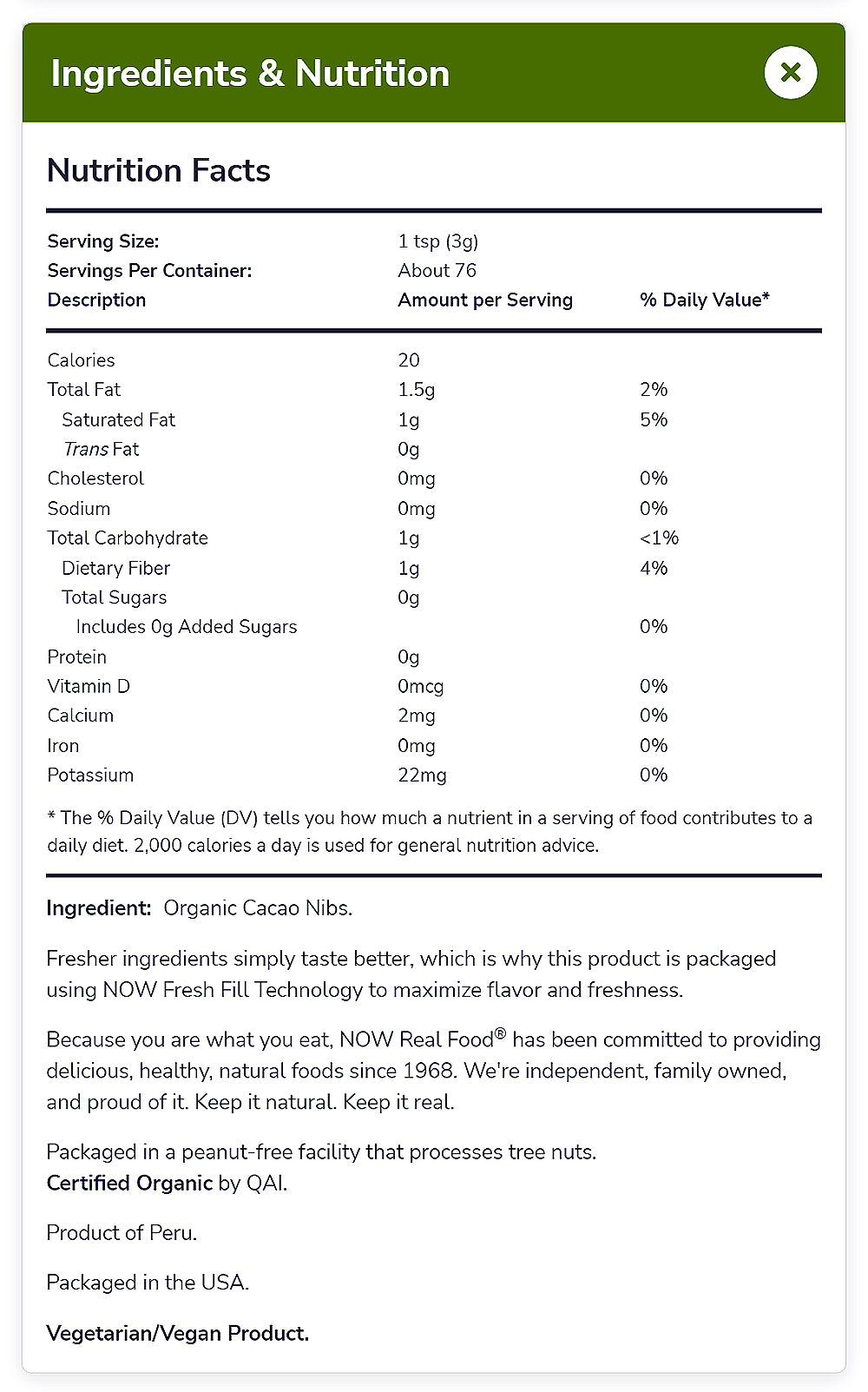 NOW Foods, Organic Raw Cacao Nibs, Rich, Pure Cacao Bean Bits, Dark Chocolate Flavor, Certified Non-GMO 8-Ounce (227 g) CC Natural Foods NOW Foods USA