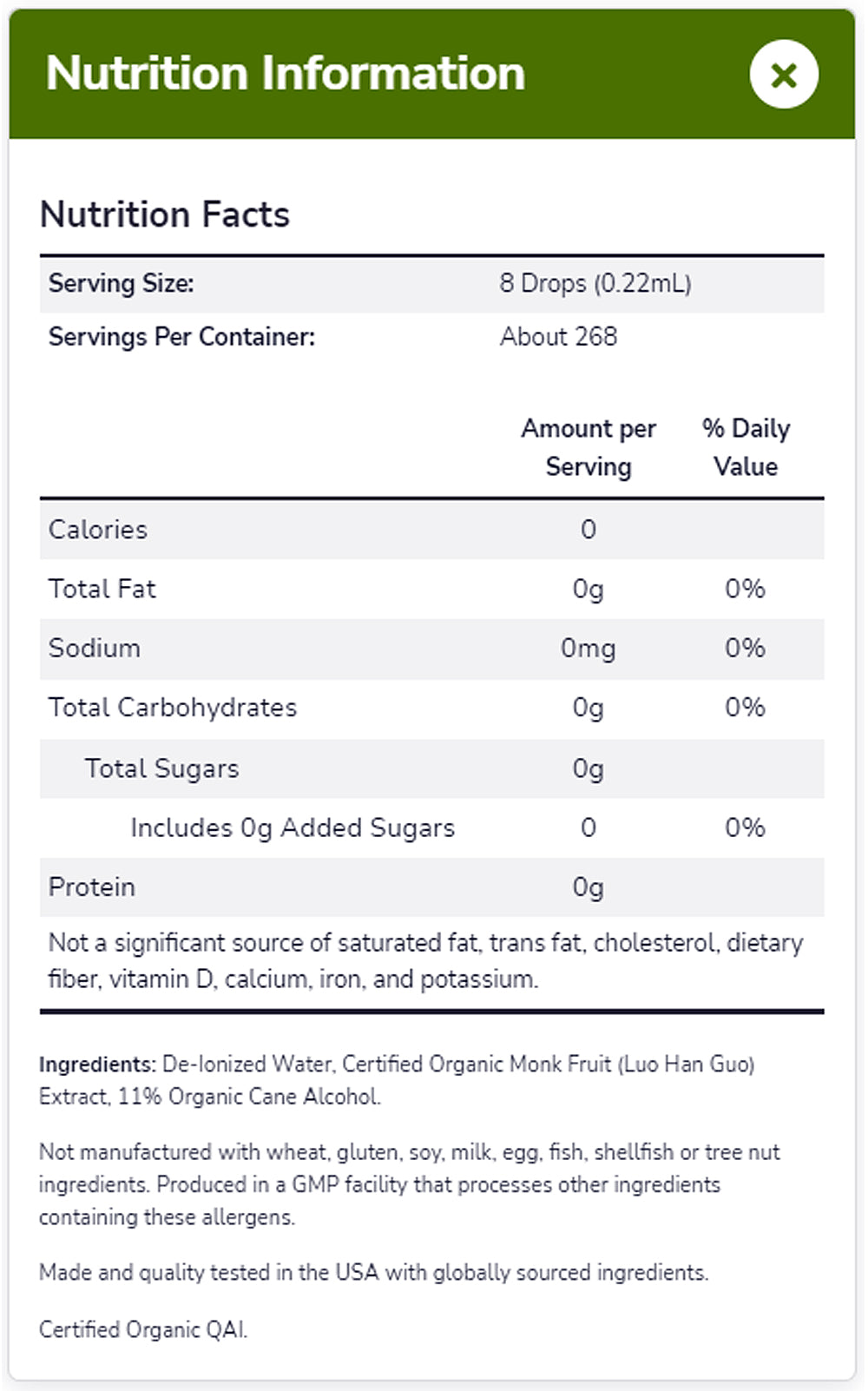 NOW Foods, Certified Organic Monk Fruit Liquid, Zero-Calorie Liquid Sweetener, Non-GMO, Low Glycemic Impact, 2-Ounce (59ml) Natural Foods NOW Foods USA