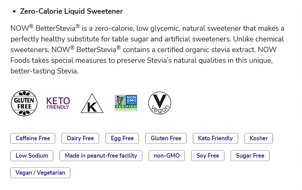NOW Foods, Better Stevia, Liquid, Maple, Zero-Calorie Liquid Sweetener, Low Glycemic Impact, Certified Non-GMO, 2-Ounce (59 ml) - Bloom Concept
