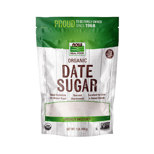 (Best by 04/24) NOW Foods, Date Sugar, Pleasant Sweetener in Baked Goods, Raw and Unprocessed, Certified Non-GMO, 1-Pound (454g) - Bloom Concept