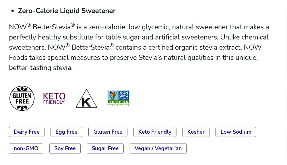 Now Foods, Better Stevia Liquid, Zero-Calorie Liquid Sweetener, Coconut, 2 fl oz (59 ml) - Bloom Concept