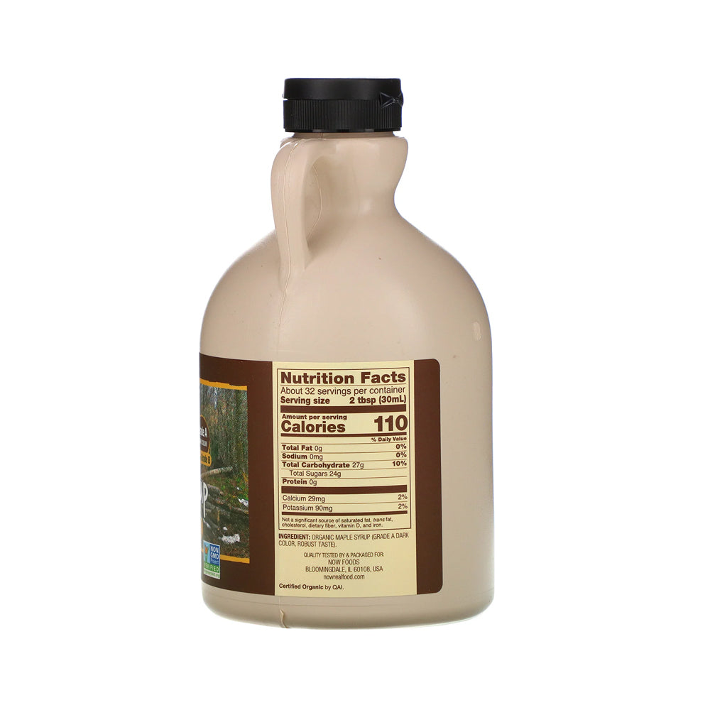 Now Foods, Real Food, Organic Maple Syrup, Grade A, Dark Color, 32 fl oz (946 ml) - Bloom Concept