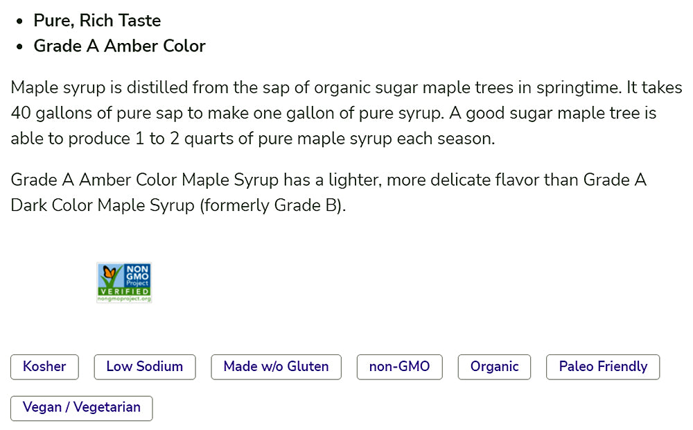 NOW Foods, Certified Organic Maple Syrup, Grade A Amber Color, 100% Pure, Light Delicate Flavor, Certified Non-GMO, 32-Ounce (946ml) - Bloom Concept