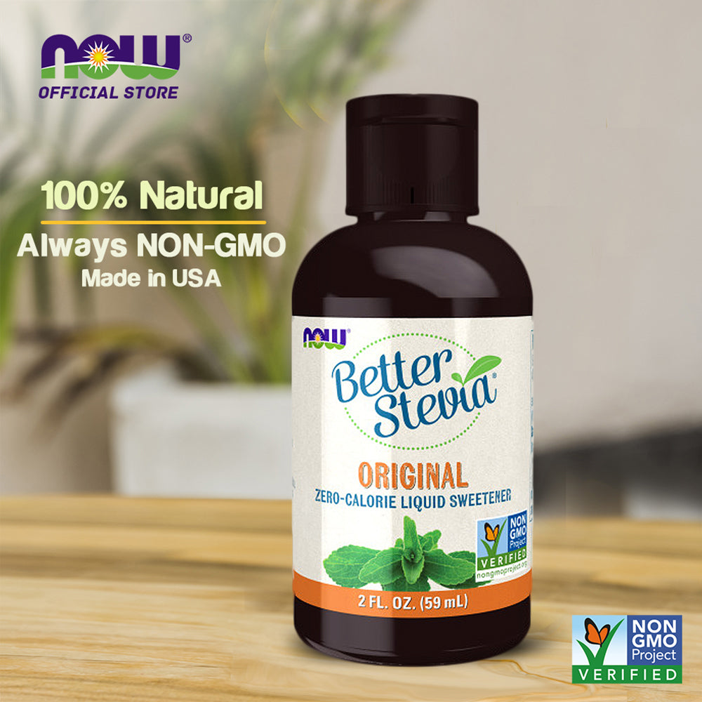 NOW Foods, Better Stevia Liquid, Original, Zero-Calorie Liquid Sweetener, Low Glycemic Impact, Certified Non-GMO, 2-Ounce (60ml) - Bloom Concept