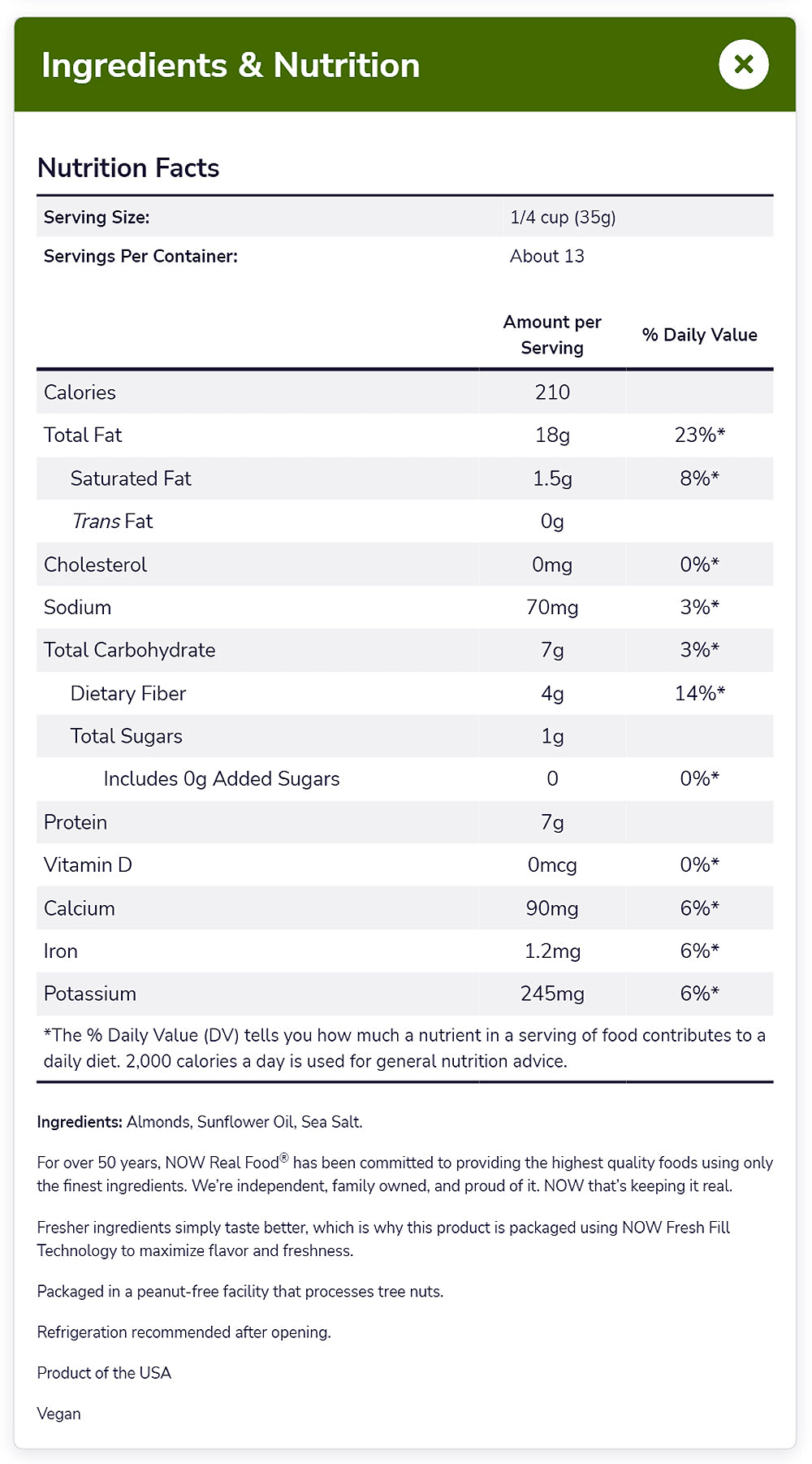 NOW Foods, Almonds, Roasted with Sea Salt, Source of Protein, Fiber and Healthy Fatty Acids, Grown in the USA, Certified Non-GMO, 16-Oz (454g) - Bloom Concept