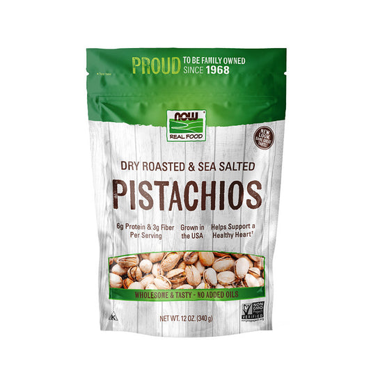 NOW Foods, Pistachios, Roasted with Sea Salt, Source of Protein, Fiber and Healthy Fatty Acids, (340g) - Bloom Concept