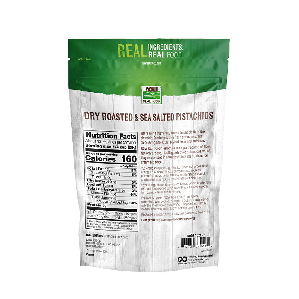 NOW Foods, Pistachios, Roasted with Sea Salt, Source of Protein, Fiber and Healthy Fatty Acids, (340g) Natural Foods NOW Foods USA