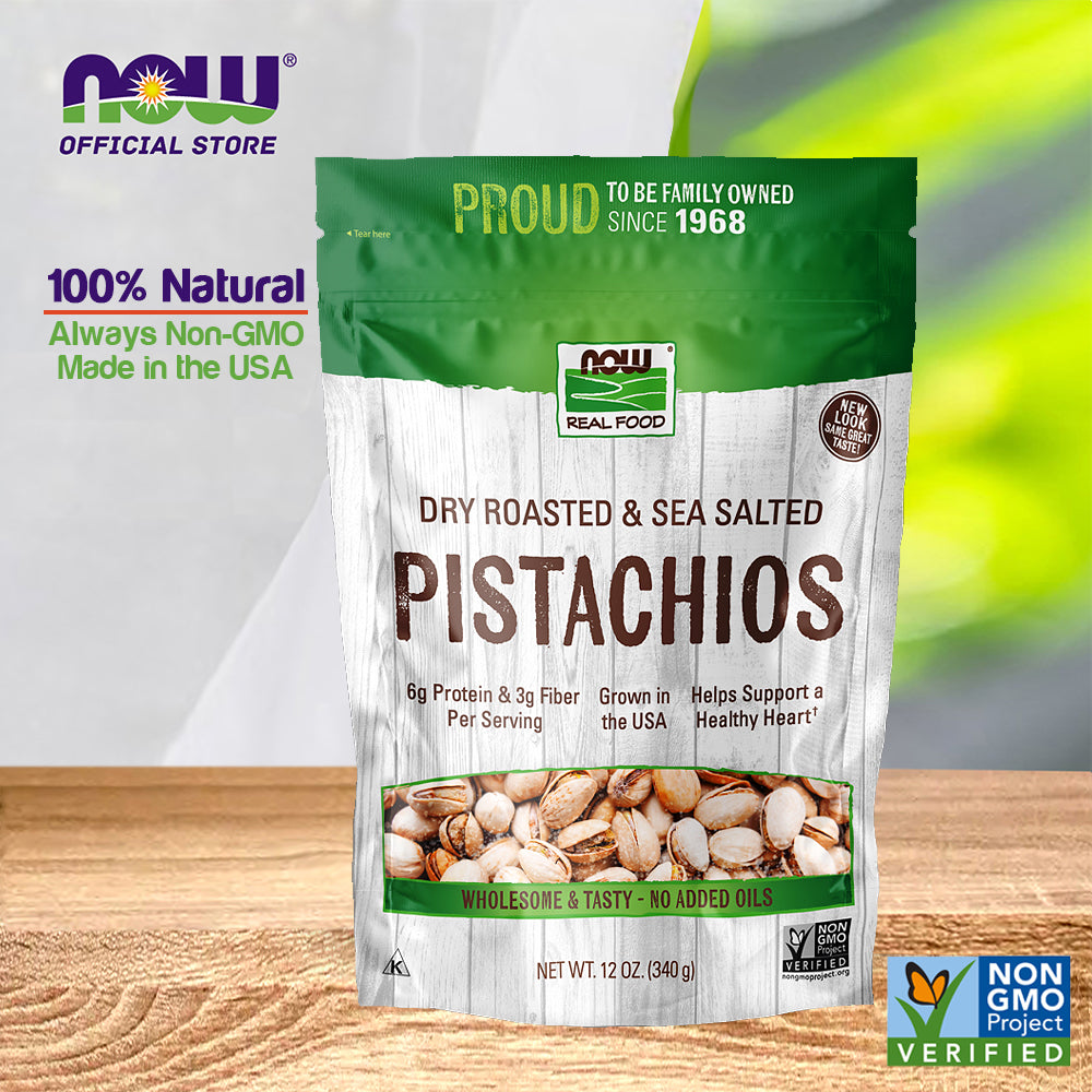 NOW Foods, Pistachios, Roasted with Sea Salt, Source of Protein, Fiber and Healthy Fatty Acids, (340g) Natural Foods NOW Foods USA