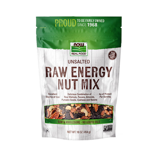 (10% OFF) NOW Foods, Raw Energy Nut Mix, Unsalted Mix of Raisins, Walnuts, Peacans, Almonds, Pumpkin Seeds and Cashews, (454g)-Best by 04/23 - Bloom Concept